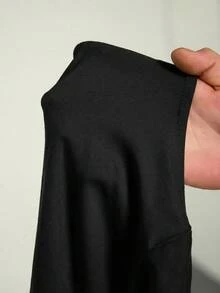 SHEIN Tall 2件套女士纯色针织圆领长袖连体衣，休闲舒适，时尚修身，百搭 - 黑色 - 查看 13