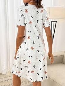 SHEIN Đầm mùa hè rộng rãi, thoải mái in hình bướm cho bà mẹ cho con bú - Nhiều màu - Xem 5