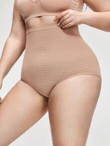 SHAPORA Plus Size Seamless High Waist Shaping Briefs For Women, High Elasticity, Mature Charm, Elegant, Soft, Non-Binding, Simple & Comfortable Underwear For Daily Wear - Apricot - View 5