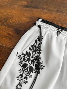 Sweetra Women's Spring/Summer New Design Sense High Street Retro Sexy Slim Fit Ruffled Elegant Vacation Versatile Comfortable Printed Long Pants - White - View 6