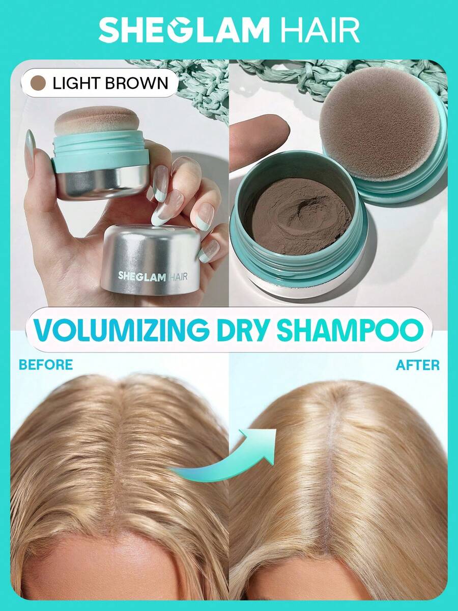 SHEGLAM HAIR 薄荷清新豐盈乾洗髮水，豐盈清爽粉，瞬間豐盈秀發，瞬間蓬鬆效果，強效控油，無殘留，不結塊，不泛白，溫和呵護頭皮，瞬間清爽扁平秀發，隱形質感，方便攜帶，非常適合劉海修復和頭頂造型 生日 禮物 假期 粉紅色的 氛圍 化妝品 旅行 學校 節慶 玫瑰 展示 女孩 魅力 護髮 母親節 想要 時尚 銳舞派對 - Light Brown - 查看 1