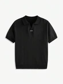 AKNOTIC Áo polo dệt kim nam, kiểu dáng thường ngày, đa năng, thích hợp mặc hàng ngày. - màu đen - Xem 8