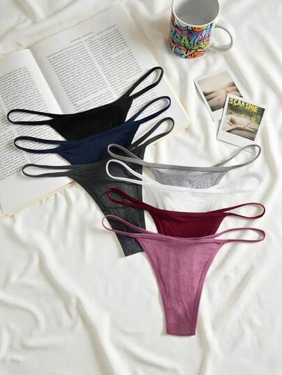 Lowkey Lull Women Casual Comfy Multicolor Thong Panties Medium Stretch Fabric Underwear Set