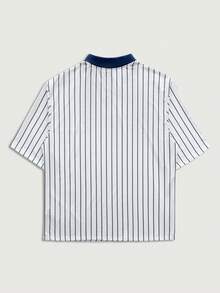 Courvante 男士條紋字母印花休閒百搭短袖 Polo 衫棒球風翻領襯衫，高爾夫、網球適用，附口袋，透氣，標準版型，父親節禮物，送給男友的禮物 - 白色 - 查看 4