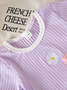 SHEIN Vintaside Kids 4pcs Baby Girl Casual Versatile Cute Embroidered Short Sleeve Tops - Multicolor - View 7