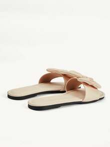 CUCCOO CHICEST Chaussures femme style minimaliste classique, sandales plates femme style mignon avec décoration nœud, élégantes et confortables - Nude - Voir 4