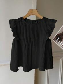 SHEIN EZwear 女士黑色梭织罩衫，夏季 - 黑色 - 查看 6