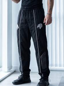 GymBeat Quần dài nam dệt màu trắng bạc kiểu dáng thường ngày - màu đen - Xem 1