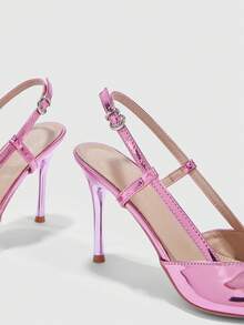 CUCCOO SZL Women's Pointed Toe Buckle Design Fashionable High Heels, Versatile For Daily Wear Valentine's Day - Red Violet - View 5