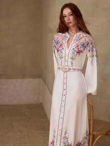 MOTF PREMIUM 女士优雅印花长袖连衣裙 - 彩色 - 查看 4