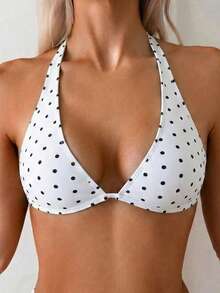 Swim Basics 女士波点印花休闲度假比基尼上衣 - 彩色 - 查看 3