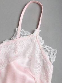 Sunnyshic Lace Satin Slip Dress For Women Date Night Night Out Pink Summer Cute - Baby Pink - View 6