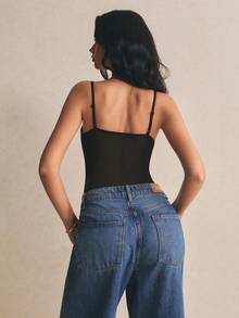 Poéselle 女士网眼拼接休闲连体衣，适合日常穿着 - 黑色 - 查看 3