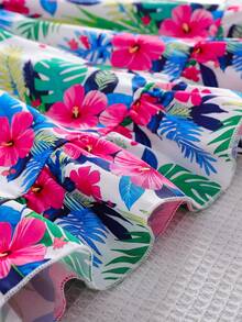 Elladie kids Robe décontractée élégante pour filles avec imprimé floral, col rond, manches évasées, dos ajouré, nœud décoratif à la taille, volants à l'ourlet. Convient pour les vacances et les voyages, l'été. - Blanc - Voir 7