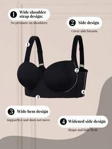 SHEIN 3 pièces/set Soutiens-gorge grande taille avec armature, bretelles larges confortables et antidérapantes, soutien-gorge de levage et d'embellissement - Multicolore - Voir 5