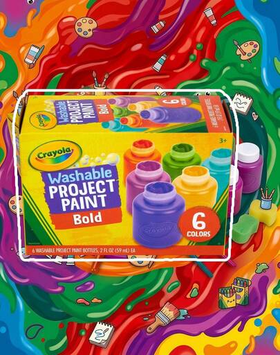  CRAYOLA Washable Paints - Assorted Colours (Pack Of 6) | Perfect For Any Arts & Crafts Needs - Easily Washable | Ideal For Kids Aged 3+