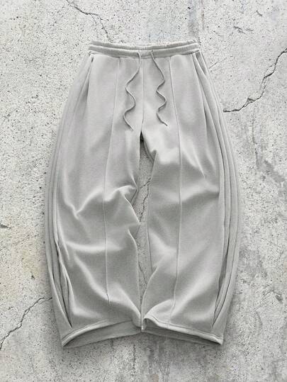 EVRINFINITE Men's Light Grey Solid Knit Joggers, Casual, Drawstring, Pocket, Summer, Lightweight, Breathable, Cool, Comfortable, Daily Wear, Gift For Father/ Husband