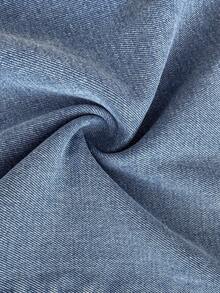 GlowEve Bộ jumpsuit denim nữ mùa hè dáng rộng, cài cúc nửa thân, kiểu dáng thường ngày, chất liệu denim mài, có ống loe. - Màu xanh lam - Xem 7