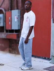 BelSigned BelSigned Men's Street-Style LA Embroidered Waistband Sweatpants, Suitable For Outdoor Music Festivals, Casual Outings, Gifts For Boyfriend/Husband, Anniversary, Light Gray Sweatpants Patched 2pcs Men Letter Print Elastic Pants Baggy Grey Sweatpants Men Classic Wear Best Style 1979 Sweatpants Menfinity Sweatpants,Perfect For Christmas And Halloween, An Excellent Gift For Your Boyfriend - Light Grey - View 4