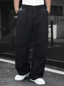 Manfinity Homme 男士休闲新款黑色直筒裤，适合日常穿着，四季皆宜，ins风，休闲长裤，摄影必备，送给男友/老公的绝佳礼物，男士休闲 - 黑色 - 查看 5