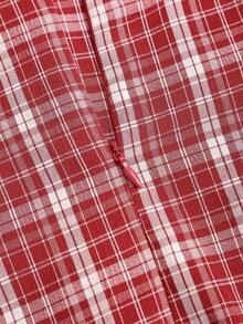 Sweetra Casual Plaid Ruffle Off-Shoulder Short Dress, Spring/Summer - Red - View 3