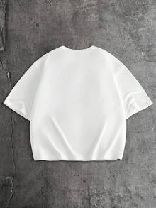 AXEPEAK 男士卡通猫印花圆领短袖T恤 - 白色 - 查看 2