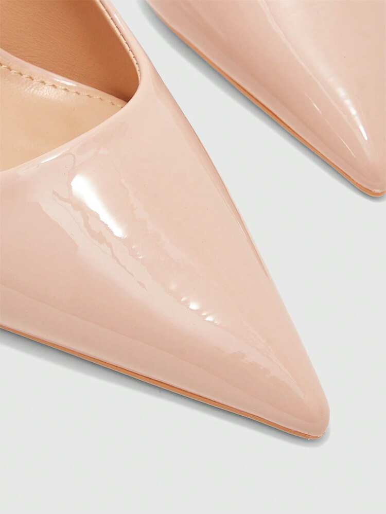 CUCCOO BIZCHIC Women Shoes Women's High-Heeled Shoes Spring And Summer New Elegant Pointed Thick Heel Slingback 8cm Patent Leather Solid Color White And Thin Comfortable Breathable Versatile Daily Dating Work Party Shopping