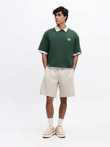 SUMWON Áo thun nam dáng rộng cổ tròn in hình vợt tennis, tay ngắn, chất liệu cotton. - màu xanh lá - Xem 4