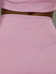 Musera Sport Curved Back Waistband Mid Rise Flared Active Leggings Only Sport Workout Gym Pilates Fitness Daily Casual - Pink - View 5