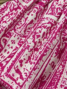 SHEIN Franclia Damen Urlaubsstil rosa Blume Muster Weite Hose, Frühling/Sommer - Pink - Übersicht 3
