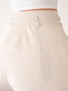 Rafferiza 高腰蝴蝶结腰带裤，优雅休闲女裤，适合春夏穿着，修身显瘦，通勤及日常穿着皆宜。 - 杏色 - 查看 5