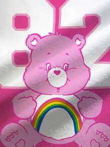 SHEIN X Care Bears 加大码夏季休闲卡通数字印花T恤 - 白色 - 查看 7