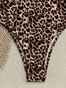 Soleia 女士豹纹系带露背抹胸连体泳衣，度假海滩 - 彩色 - 查看 5