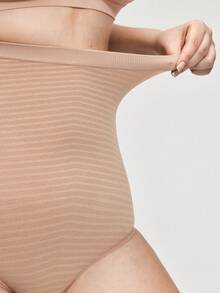 SHAPORA Plus Size Seamless High Waist Shaping Briefs For Women, High Elasticity, Mature Charm, Elegant, Soft, Non-Binding, Simple & Comfortable Underwear For Daily Wear - Apricot - View 6