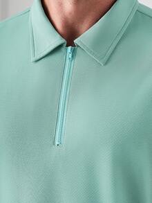 Core Aspect 浅绿色男士短袖 Polo 衫，纹理休闲装 - 水鴨藍 - 查看 4