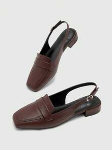 CUCCOO BIZCHIC Women's Shoes Brown Square Toe Commuting Simple Wear Fashionable Flat Shoes - Coffee Brown - View 5