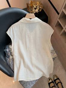Lyxana Blusa suelta de manga murciélago bordada, suave, minimalista, versátil y casual para vacaciones, color albaricoque, top de verano para mujer - Albaricoque - Ver 2