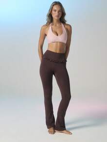 Aralina 荷叶边腰带喇叭裤 - 咖啡棕 - 查看 7