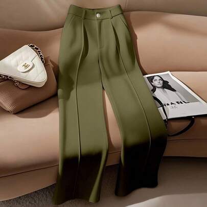 Pantaloni da ufficio eleganti e dritti bianchi da donna