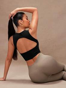 Lumalex Áo sơ mi thể thao có lưng khoét lưng chắc chắn - màu đen - Xem 2