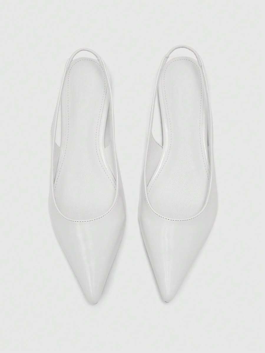 CUCCOO BIZCHIC Women's Pointed Toe Slip-On Flat Shoes, Beige Patent Leather, Suitable For Work And Commute, Spring/Summer/Autumn Valentine's Day - White - View 1