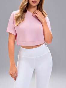 Sovereign Charm Women's Bat Print Loose Fit Hooded Short Sleeve Sweatshirt - Pink - View 2