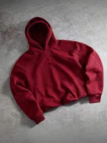 PAVTROS Áo Hoodie Nam Hai Mũ Kiểu Phối Đồ, Phong Cách Đường Phố, Rộng Rộng, Họa Tiết In Hình, Phối Đồ Đôi, Bạn Bè, "Tôi Yêu Bạn Trai Tôi", Phong Cách Đường Phố, Cặp Đôi, Thiết Kế Cấu Trúc, Họa Tiết Thêu, Mũ Đôi - Màu Đỏ Sâu - Xem 3