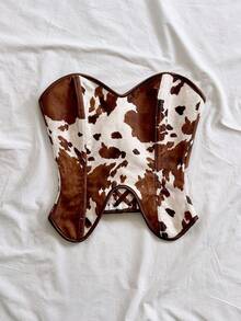 Soleia New Court Corset In Tropical Print Brown Shapewear Corset,Summer Top - Brown - View 5