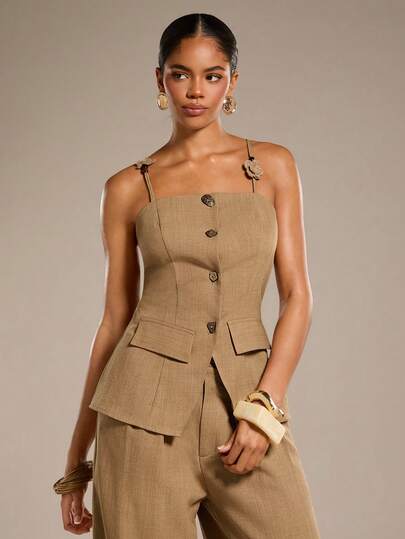 Normani 春夏女式音乐会服装 外出休闲装 2000年代 Y2K 90年代 俱乐部复古锐舞装 音乐节 老钱街头风 复活节 圣帕特里克节 女士派对 海滩婚礼 外出 毕业典礼 优雅度假 休闲音乐节 正式音乐节派对 奢华乡村风 编织设计 多扣设计 通勤休闲度假 露背上衣