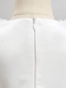 Glamorique Kids 女婴优雅可爱立体花朵无袖蝴蝶结薄纱蓬蓬裙，适合派对、婚礼、婚礼、白色薄纱、派对、花童、女婴、白色婴儿连衣裙 - 白色 - 查看 5