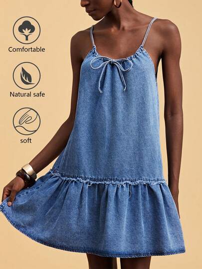 Travachic Women's Denim Dresses, Sundresses, Vacation Style Outfits, Blue Sun Dress, Beach Outfits