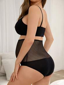 SHEIN 1件黑色蕾丝高腰孕妇内裤 - 黑色 - 查看 4