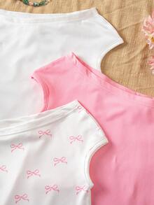 Sparklyn Set de 3 camisetas multicolor de hombros descubiertos de ajuste ceñido para niña preadolescente de vacaciones - Multicolor - Ver 6