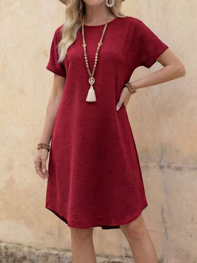 EMERY ROSE 女式纯色短袖度假休闲连衣裙
